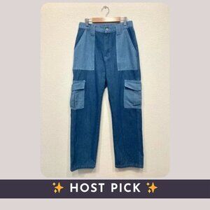 NWOT ♡ Y2K Dual Tone High Rise Wide Leg Cargo Jeans